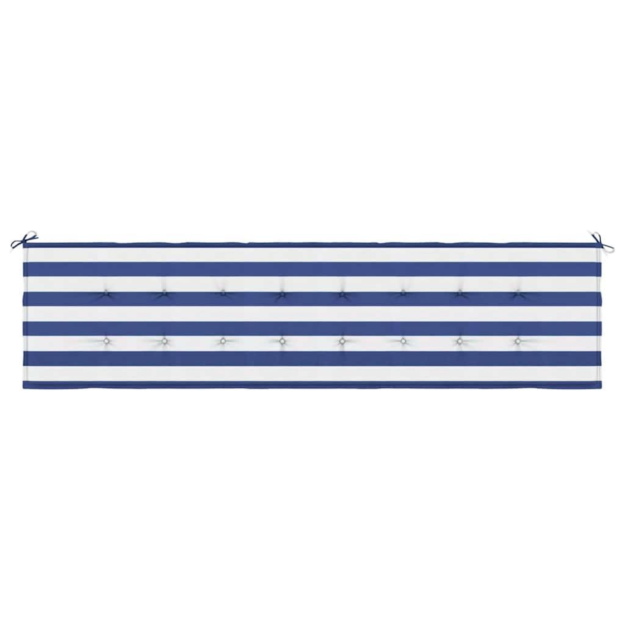 Voir la diapositive 4 : VIDAXL Coussin de banc de jardin rayures bleues et blanches 200x50x3cm