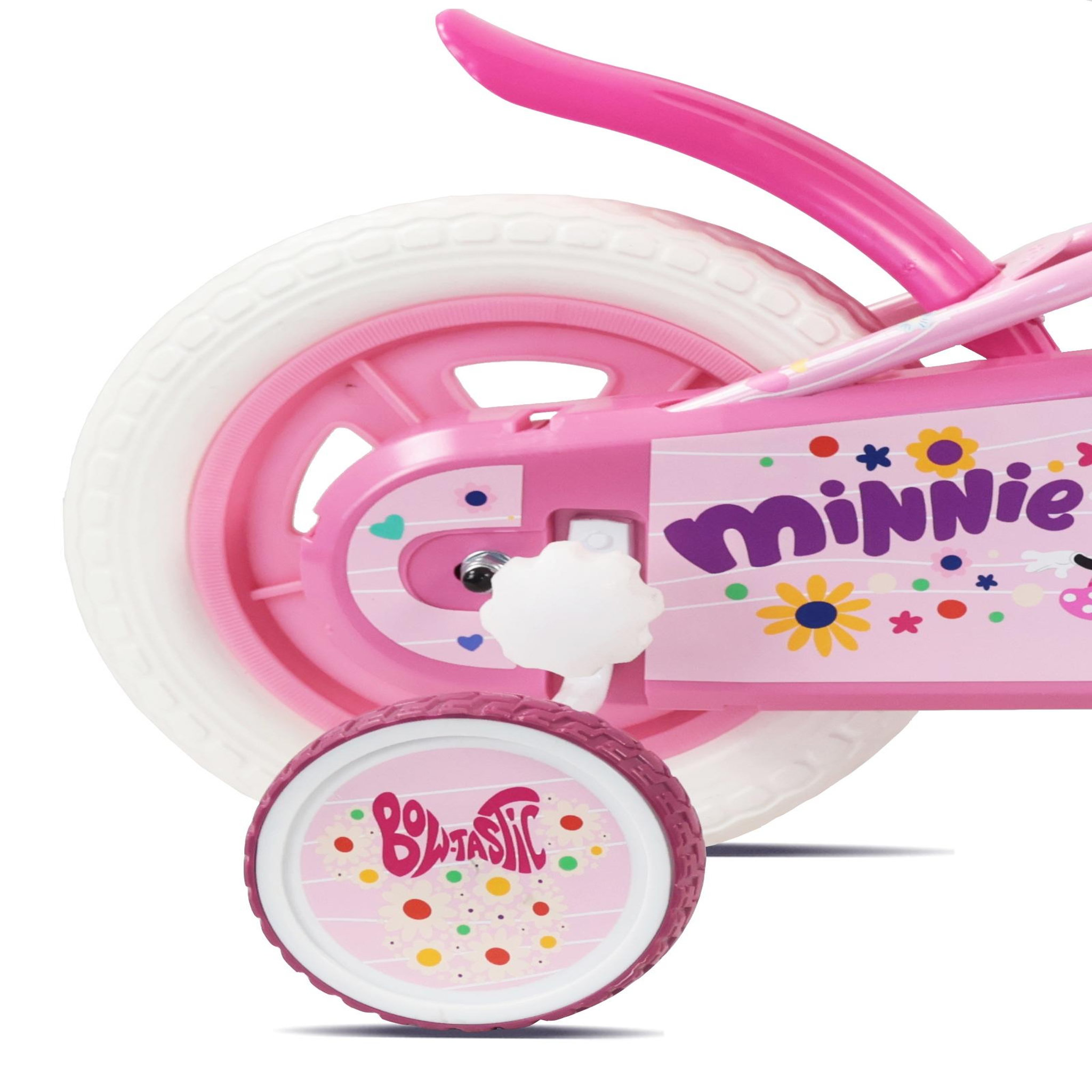 Voir la diapositive 3 : MINNIE Vélo enfant 10'' Minnie / Disney , 2 stabilisateurs amovibles, garde boues et panier avant ! Marque