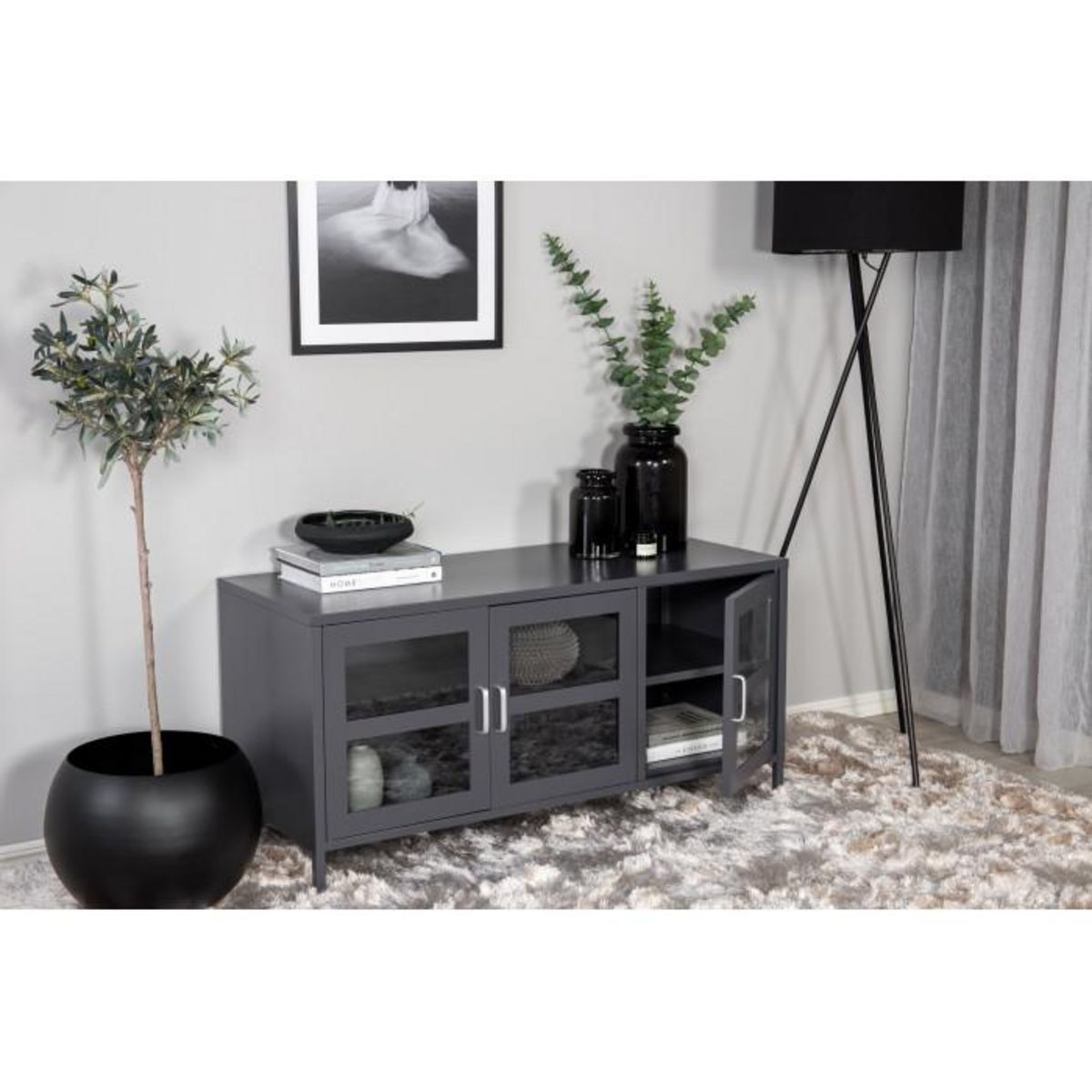 Paris Prix Meuble TV 3 Portes  Acero  120cm Gris Clair