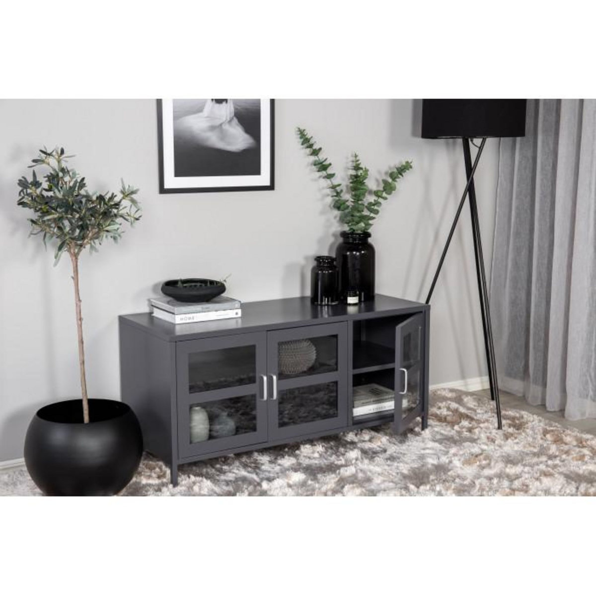 Paris Prix Meuble TV 3 Portes  Acero  120cm Gris Clair