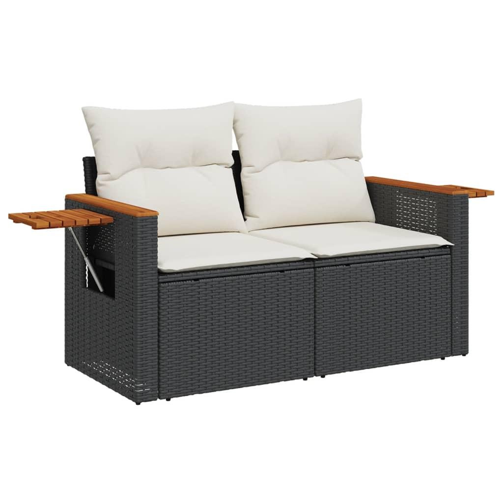Voir la diapositive 5 : VIDAXL Salon de jardin 4 pcs avec coussins noir resine tressee