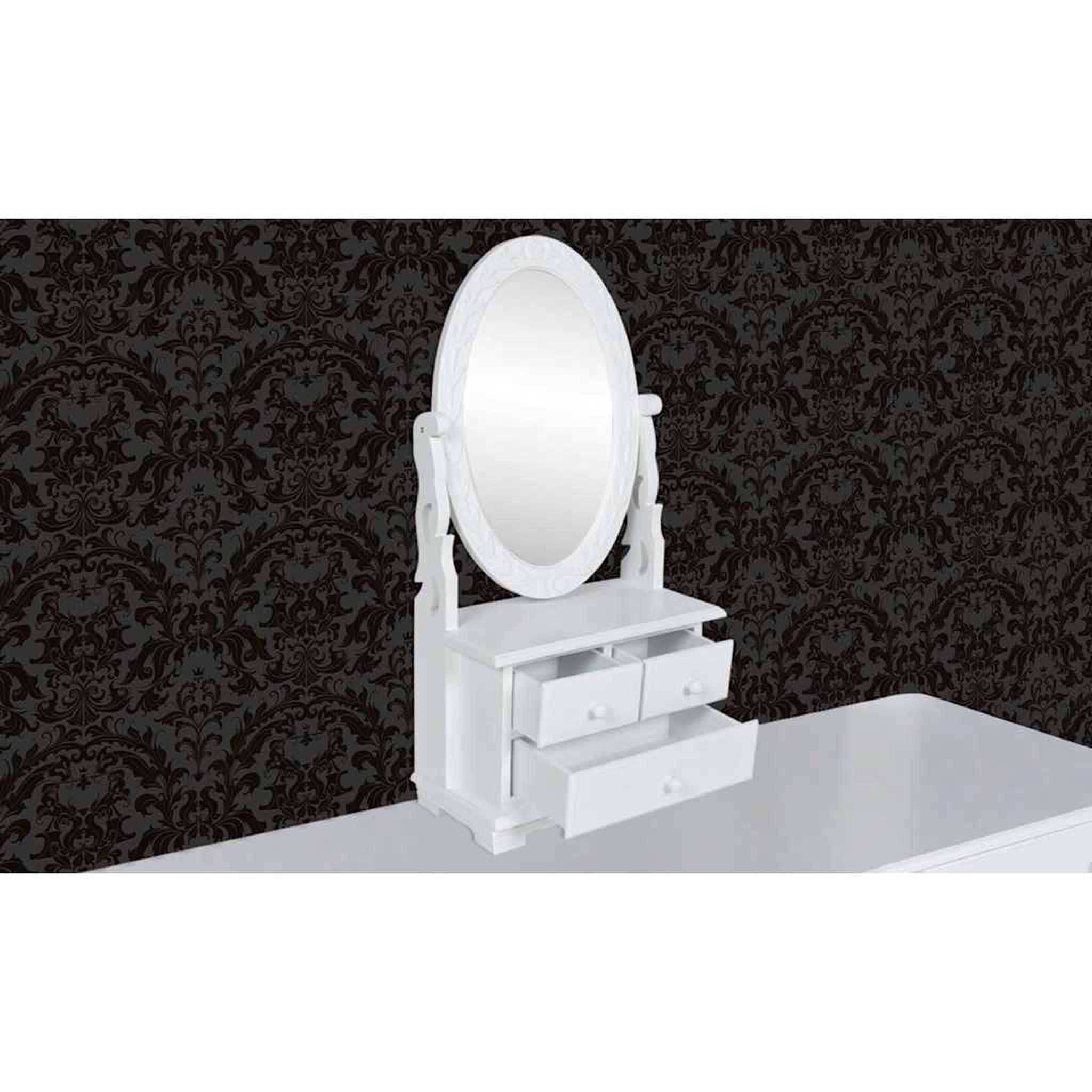Voir la diapositive 2 : VIDAXL Coiffeuse avec miroir pivotant ovale mdf