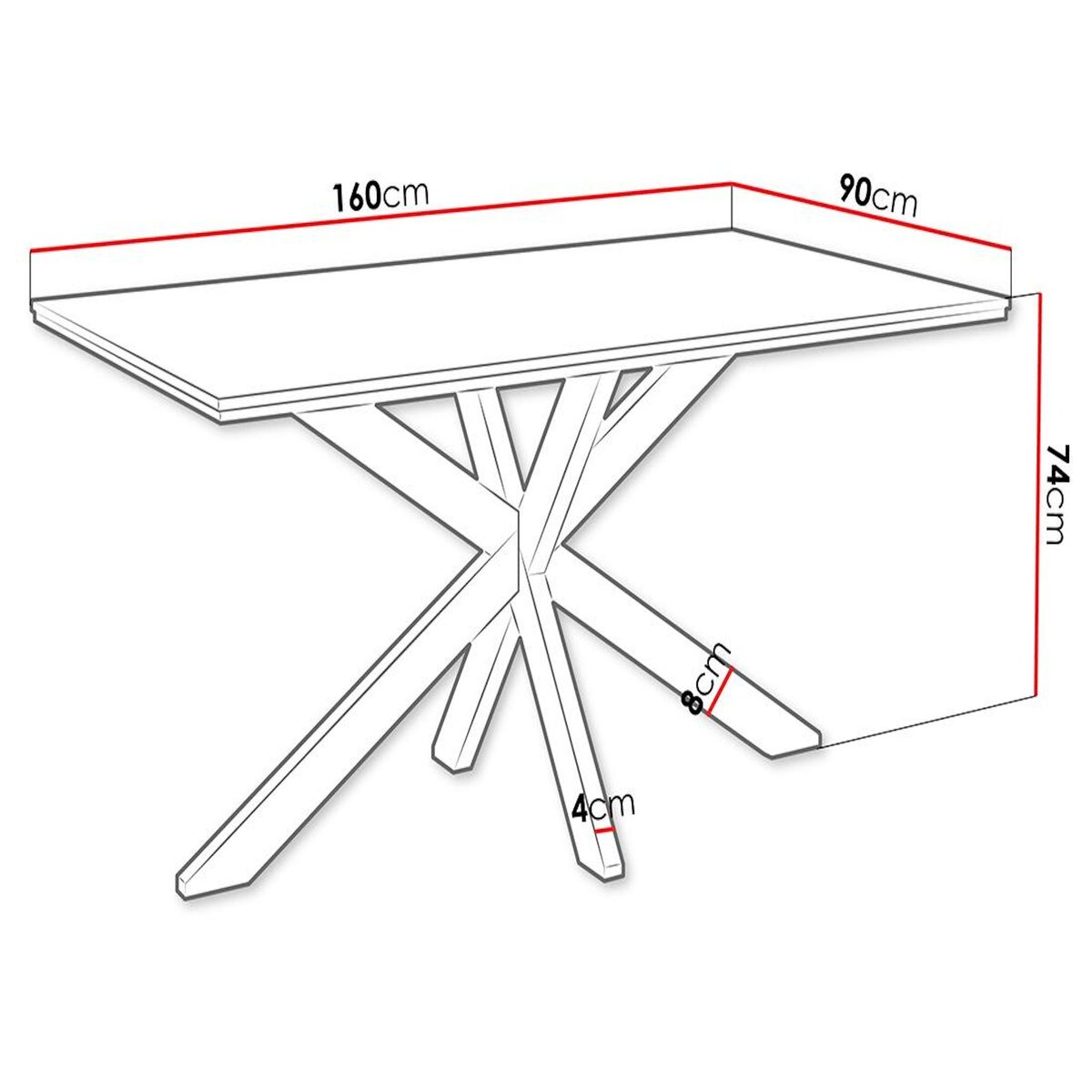 BEST MOBILIER Tom - table à manger - plateau effet bois - pieds en métal - 4 à 6 personnes
