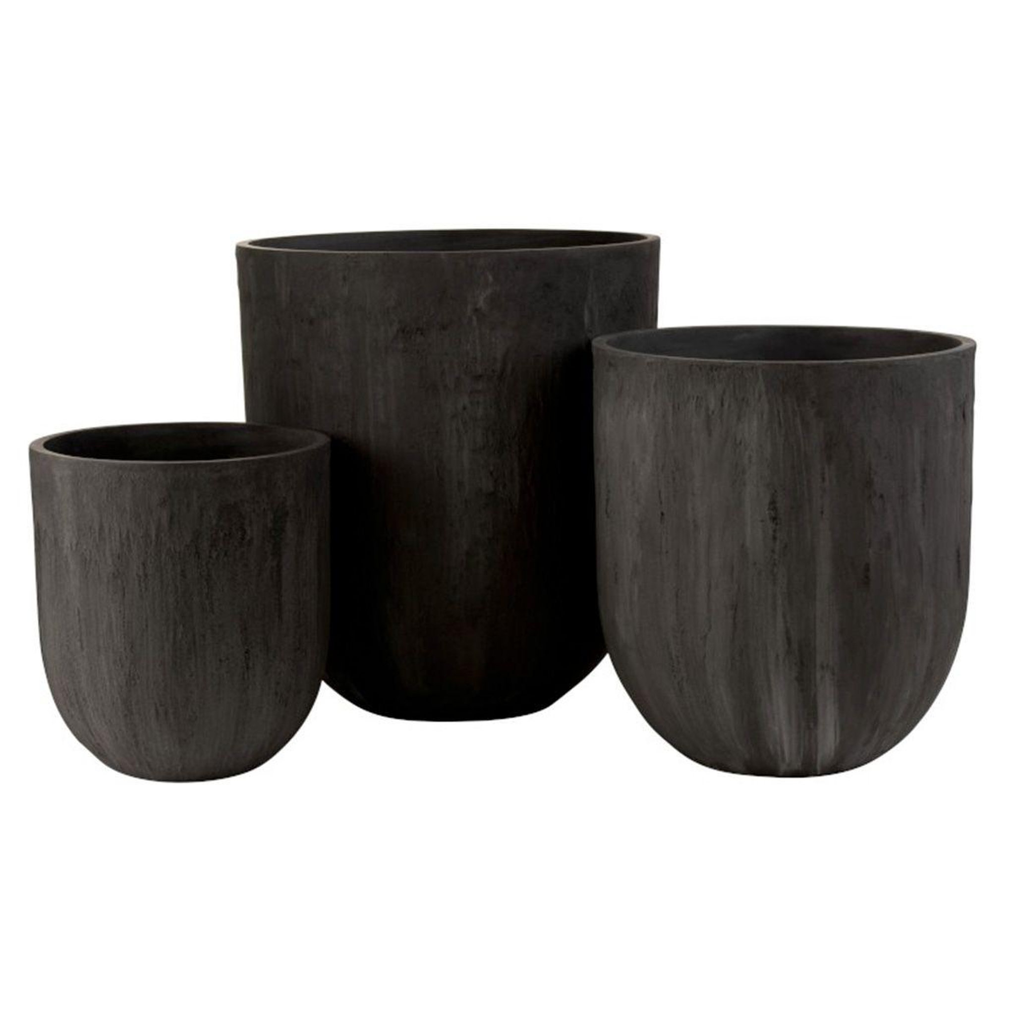 J-LINE Lot de 3 vases ronds design  zera  61cm noir