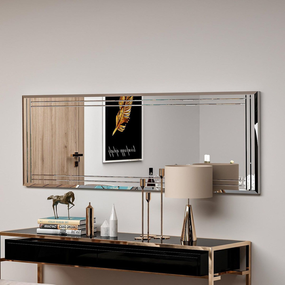 Habitat et Jardin Miroir en bois  Buhem  - 40 x 120 cm - Blanc