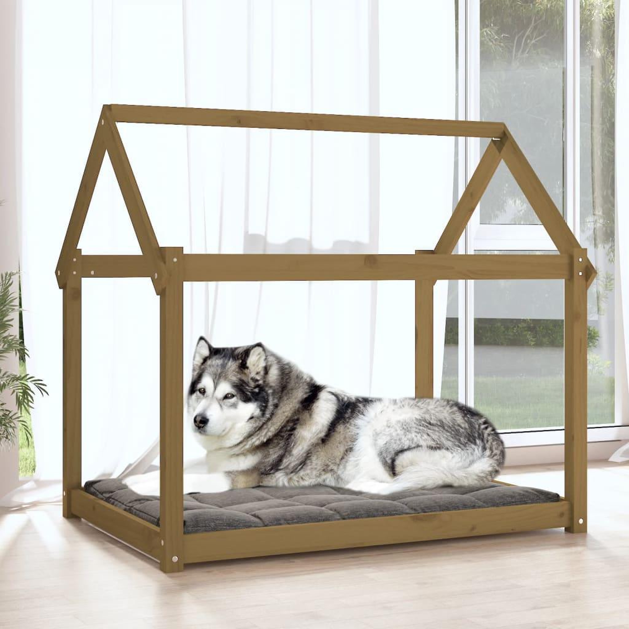 Voir la diapositive 3 : VIDAXL Lit pour chien Marron miel 111x80x100 cm Bois de pin solide
