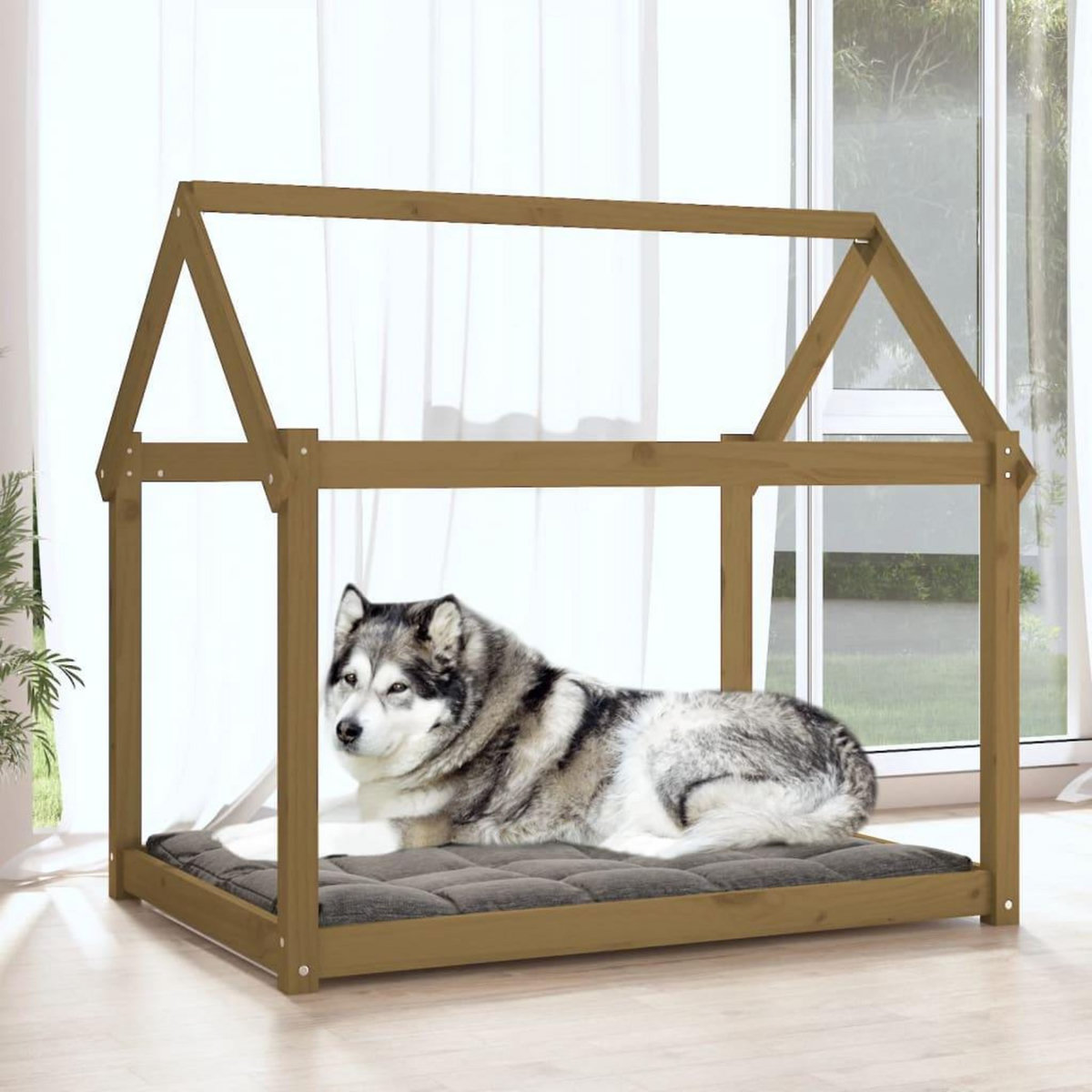 VIDAXL Lit pour chien Marron miel 111x80x100 cm Bois de pin solide