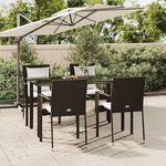 VIDAXL Ensemble a manger de jardin coussins 5pcs Noir Resine tressee