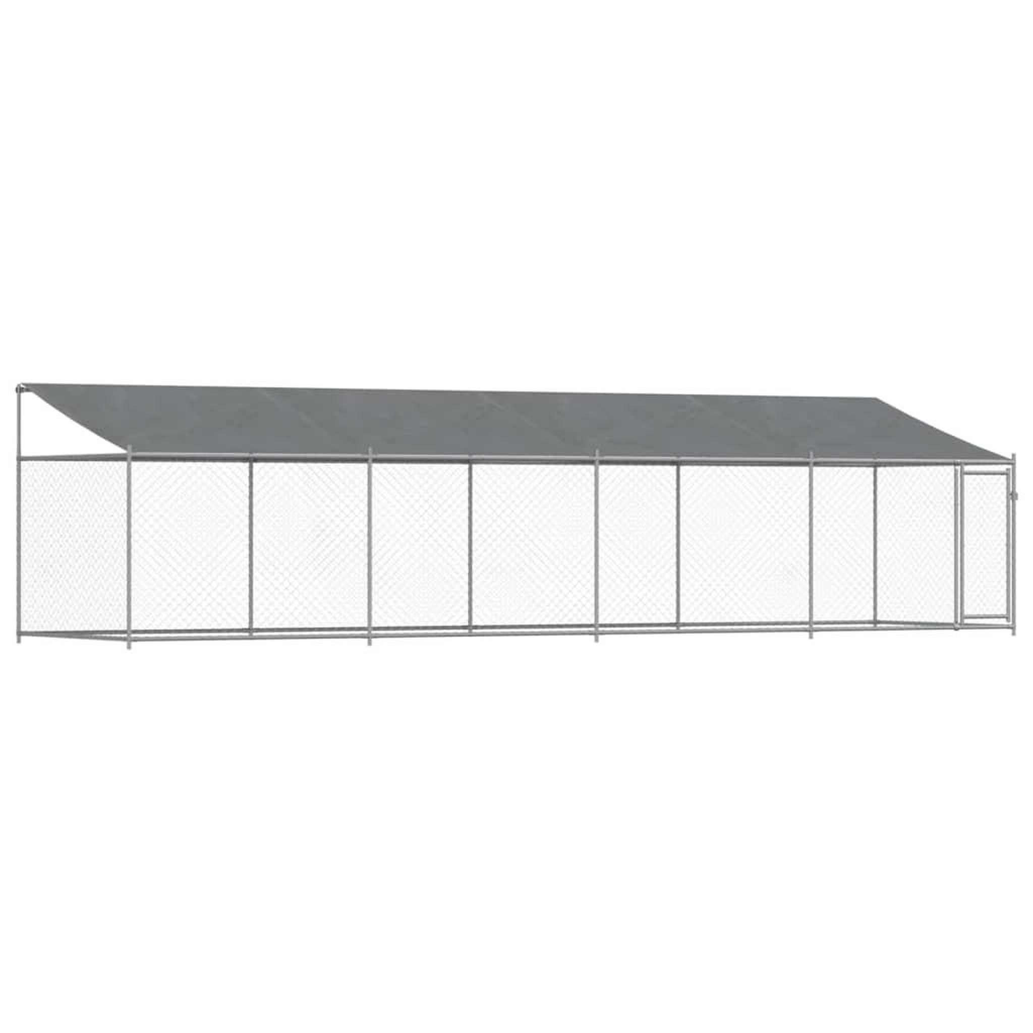 Voir la diapositive 2 : VIDAXL Cage pour chien avec toit et porte gris 8x2x2 m acier galvanise
