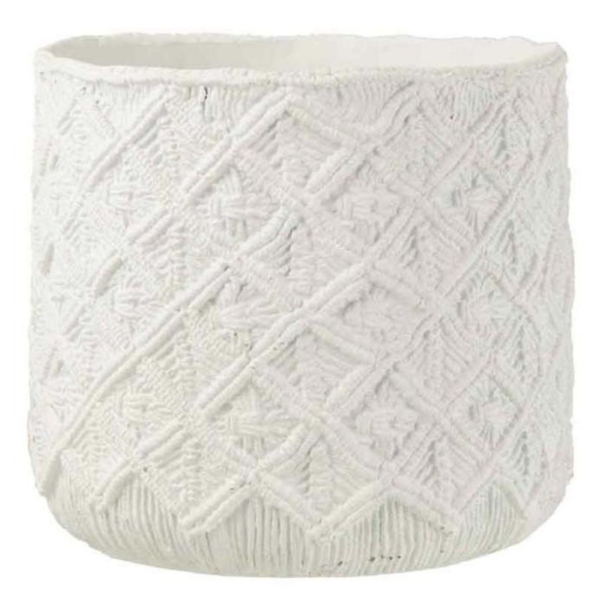 Paris Prix Cache-Pot Déco en Ciment  Damier  33cm Blanc