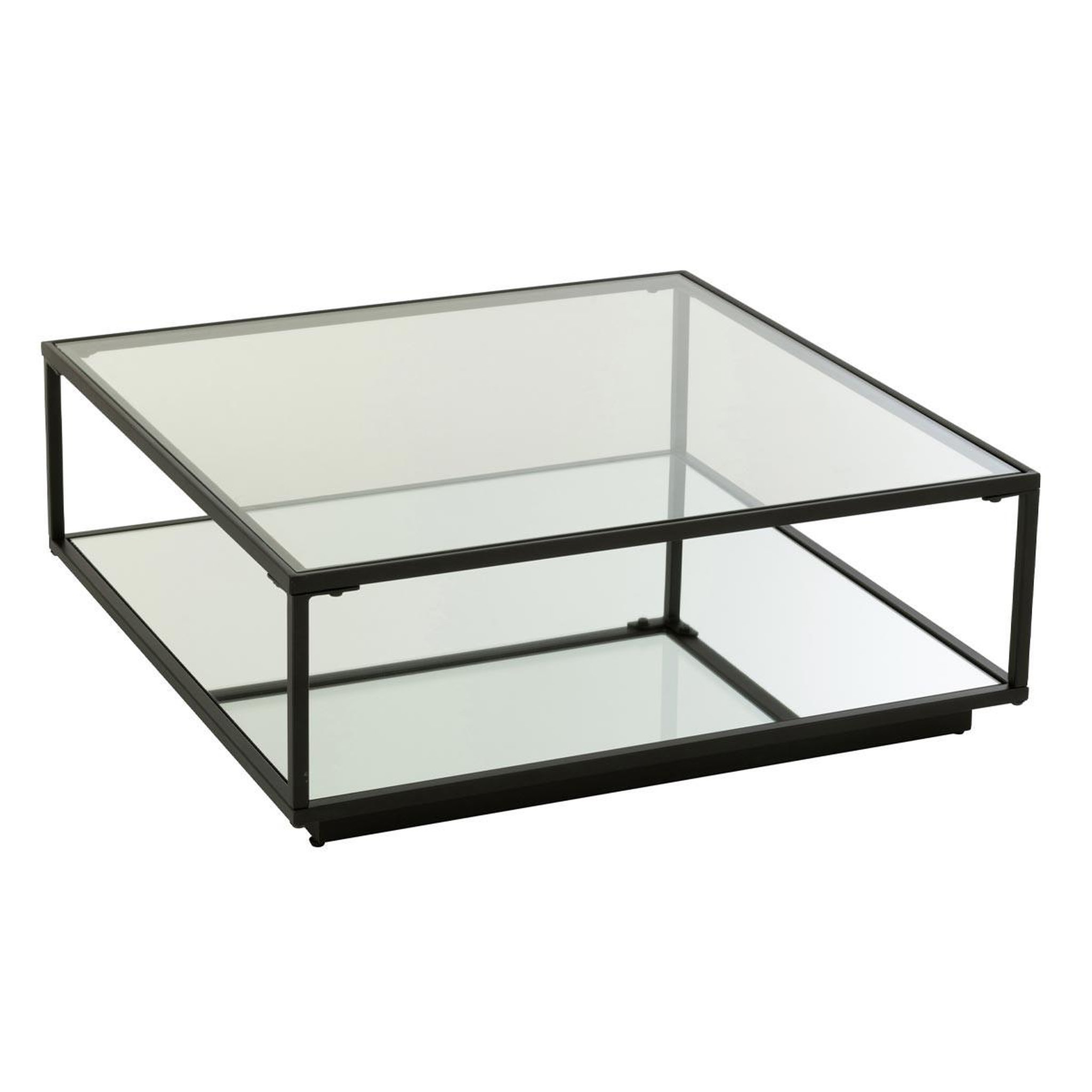 J-LINE Table basse en verre  lorie  80cm noir