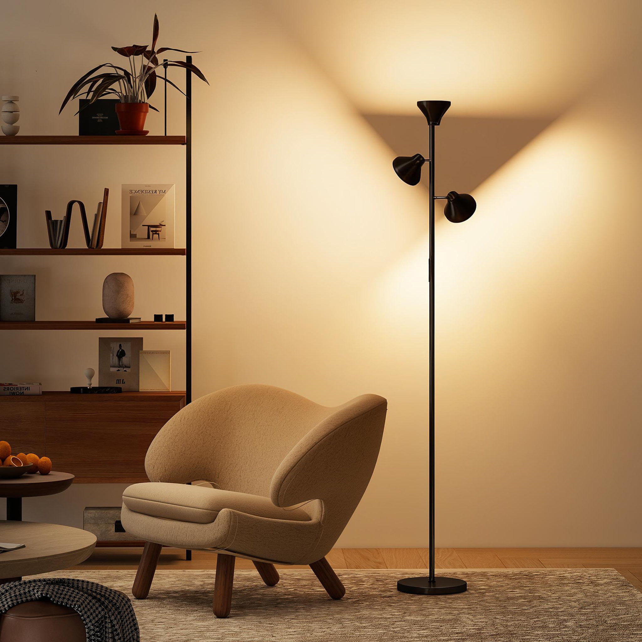 Voir la diapositive 5 : HOMCOM Lampadaire LED RGB 36W 3 têtes rotatives 2700K-6000K 4150 lm intensité variable télécommande