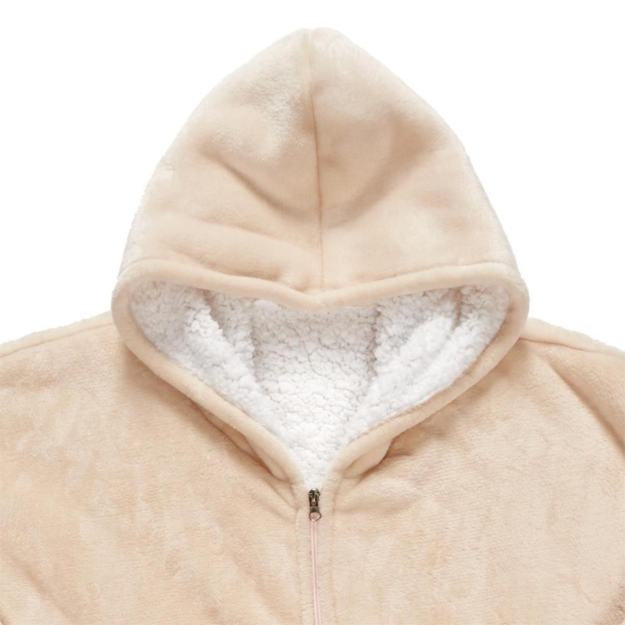 Voir la diapositive 3 : The Home Deco Factory Plaid sweat à capuche  fermeture  85x118cm beige