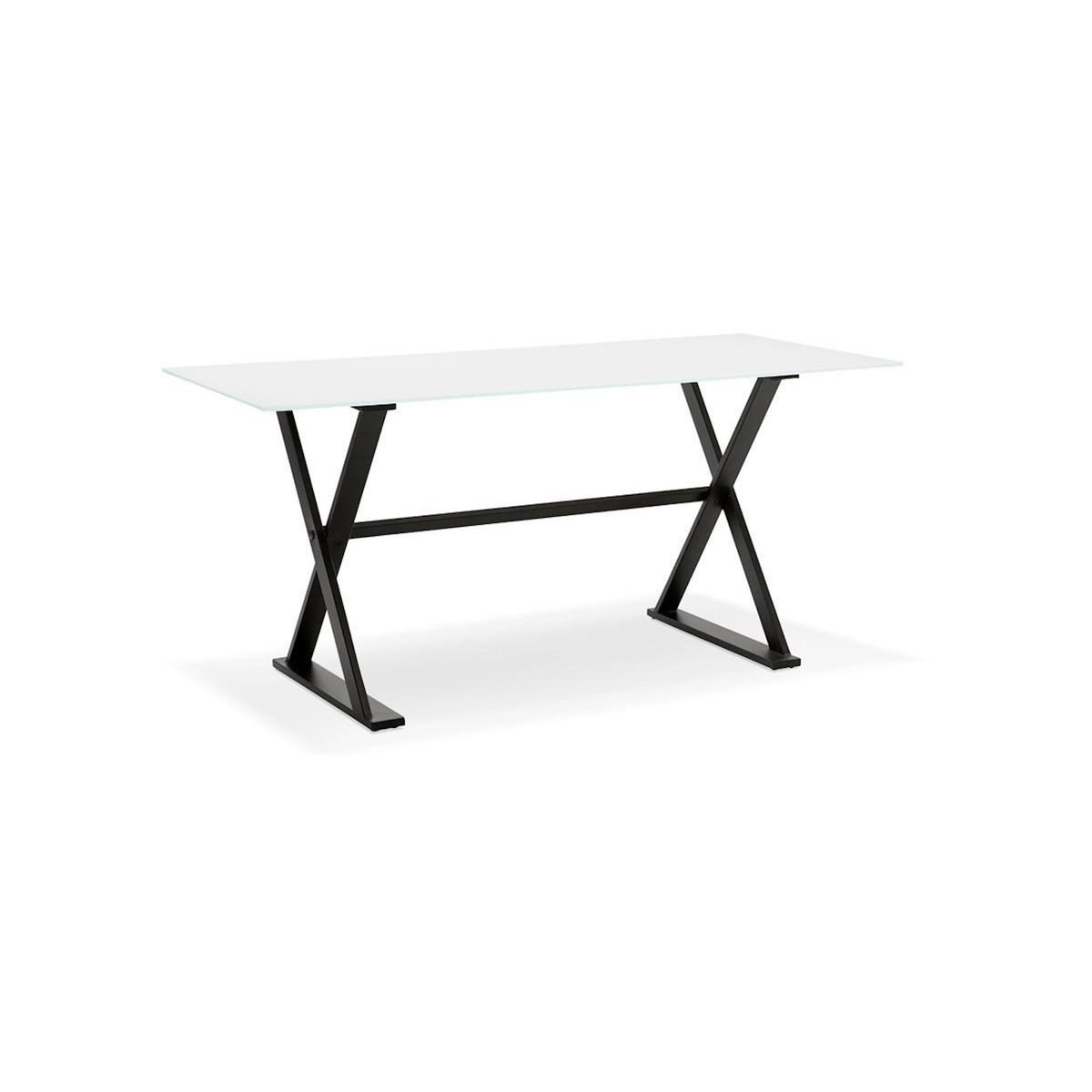 Paris Prix Table Design en Verre  Trinidad  160cm Blanc