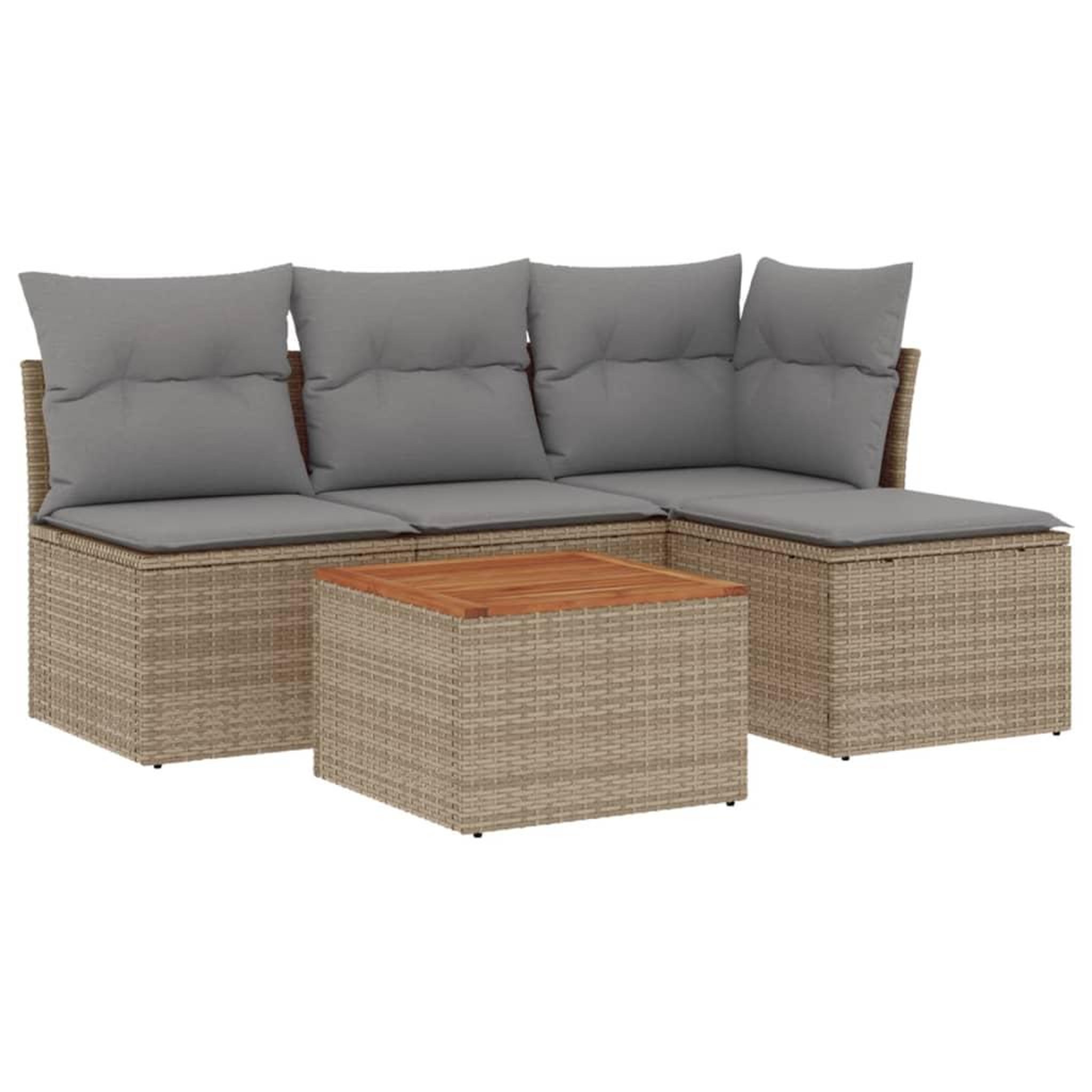 Voir la diapositive 2 : VIDAXL Salon de jardin avec coussins 5pcs melange beige resine tressee