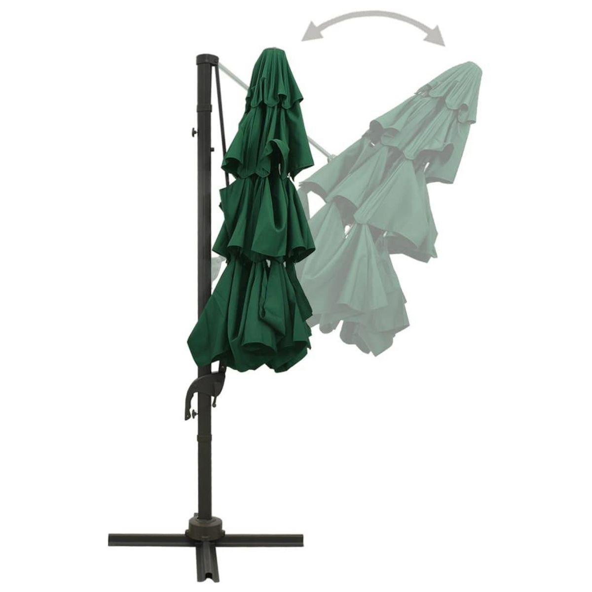 VIDAXL Parasol de jardin a 4 niveaux avec mat en aluminium vert 3x3 m