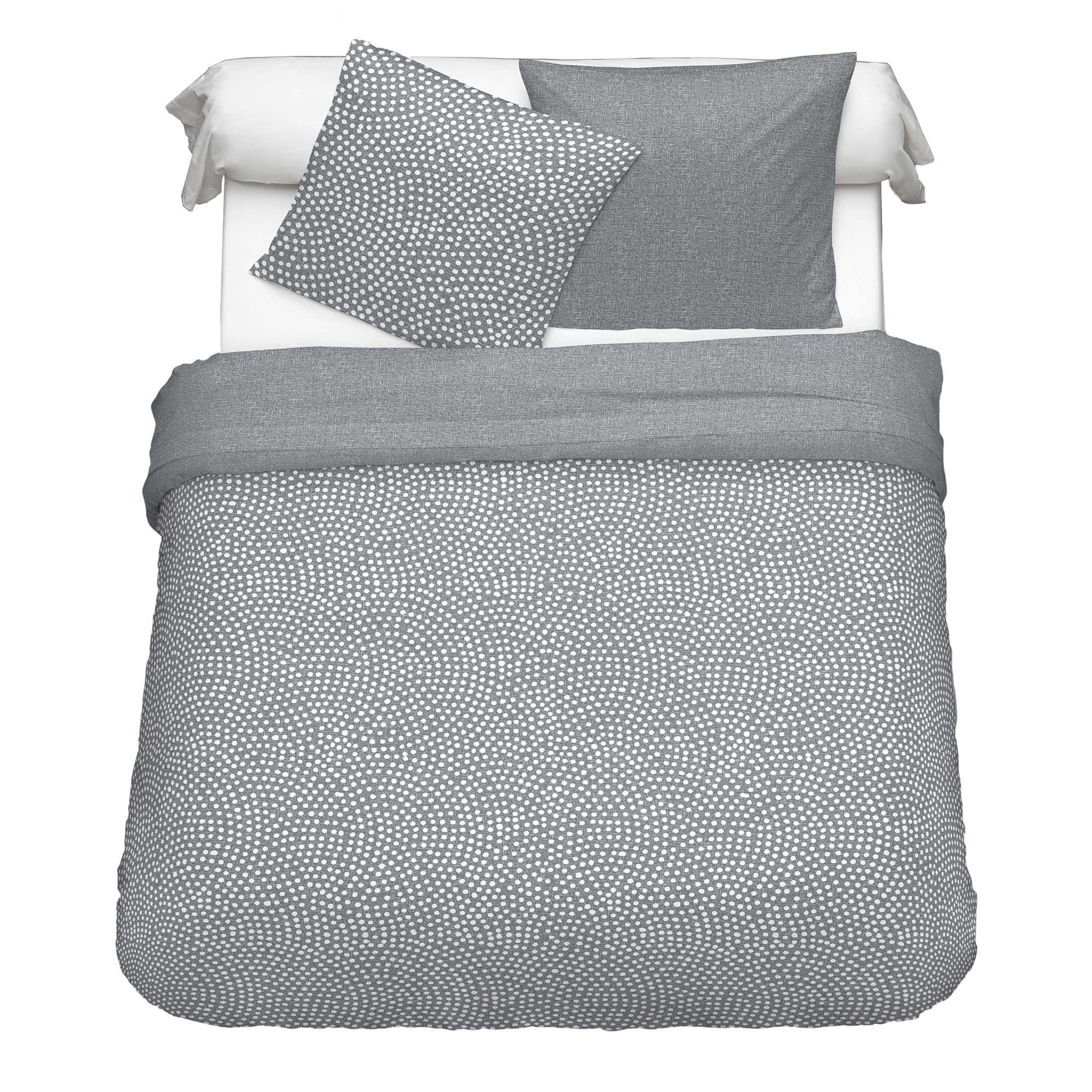 Voir la diapositive 2 : Parure housse de couette fantaisie en coton 57 fils imprimé pois MAUD 