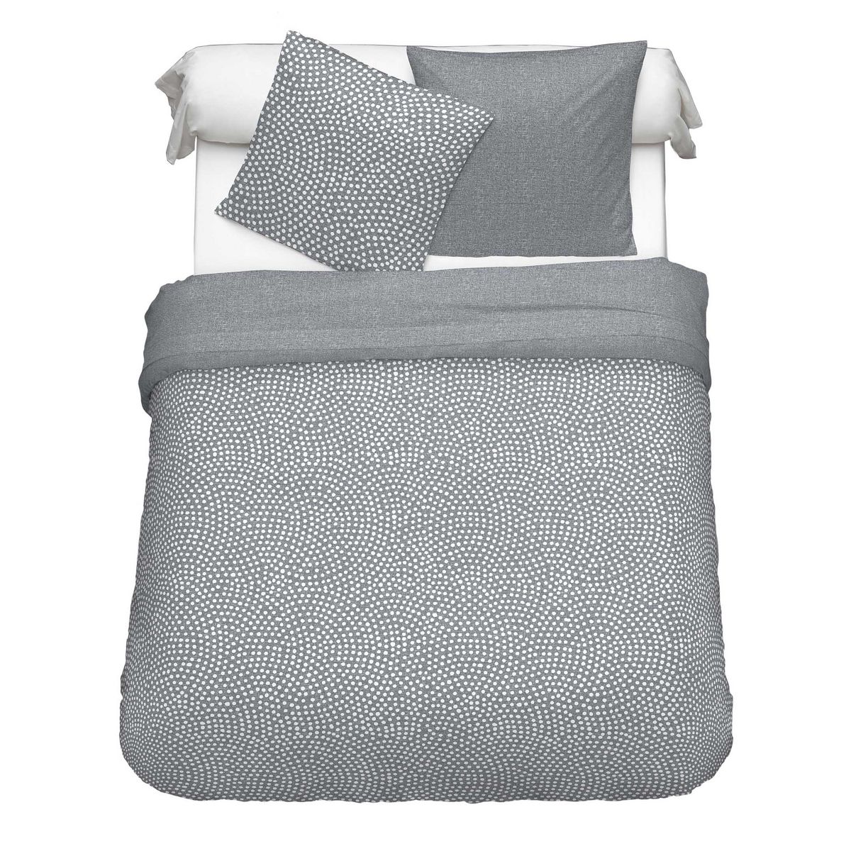 Parure housse de couette fantaisie en coton 57 fils imprimé pois MAUD 