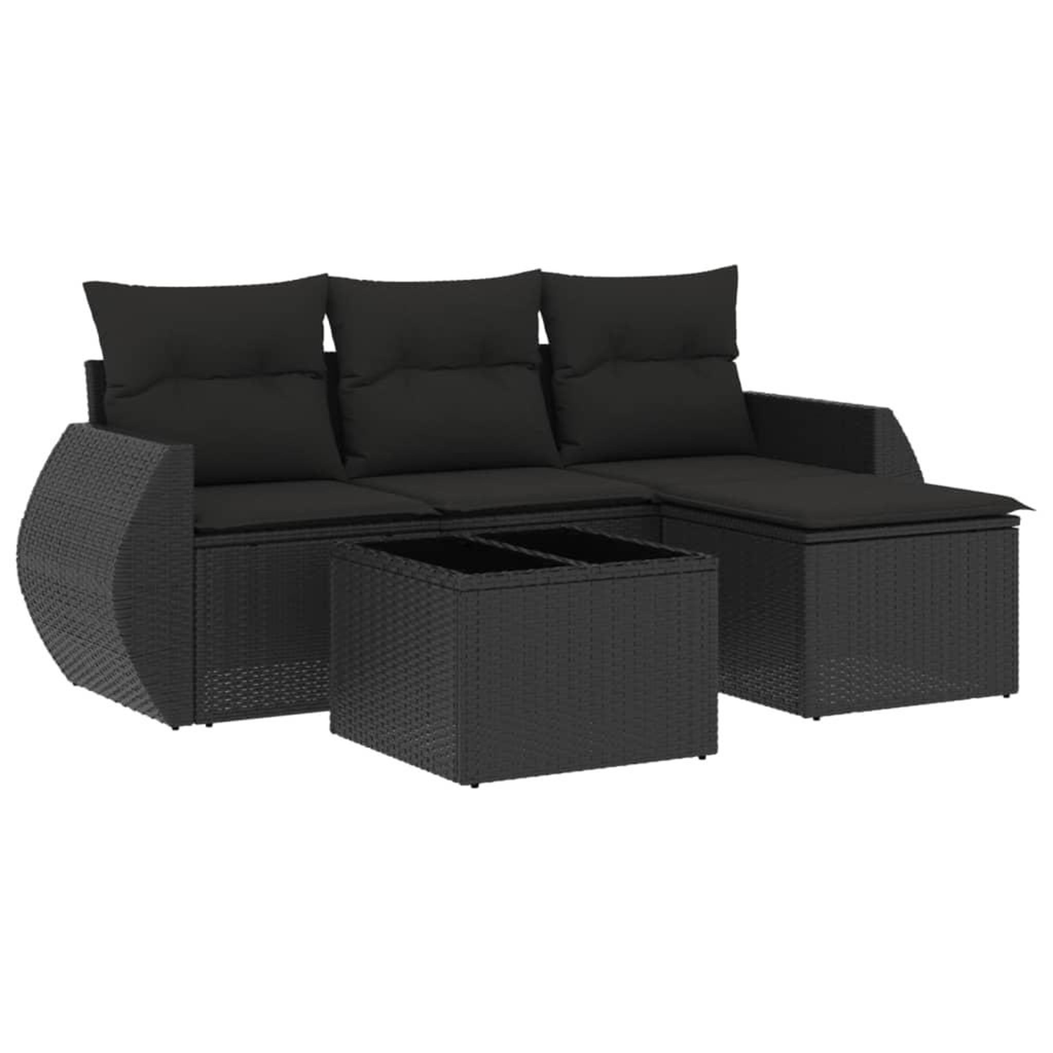 Voir la diapositive 2 : VIDAXL Salon de jardin 5 pcs avec coussins noir resine tressee