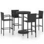 Voir la diapositive 2 : VIDAXL Ensemble de bar de jardin 5 pcs Resine tressee Noir