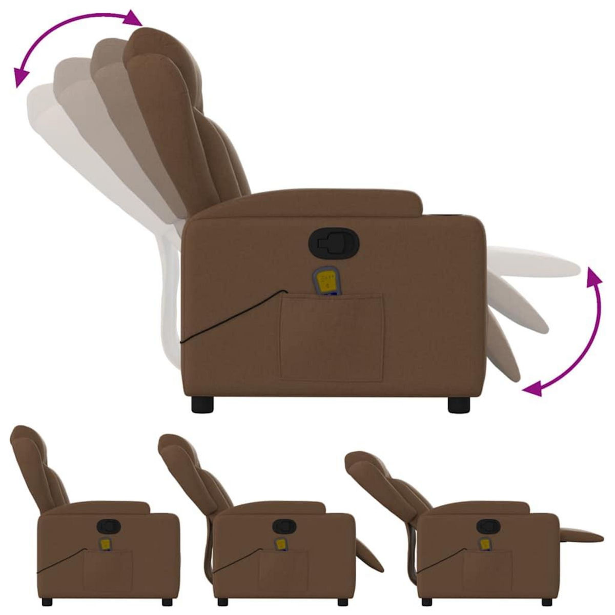 VIDAXL Fauteuil de massage inclinable Marron Tissu