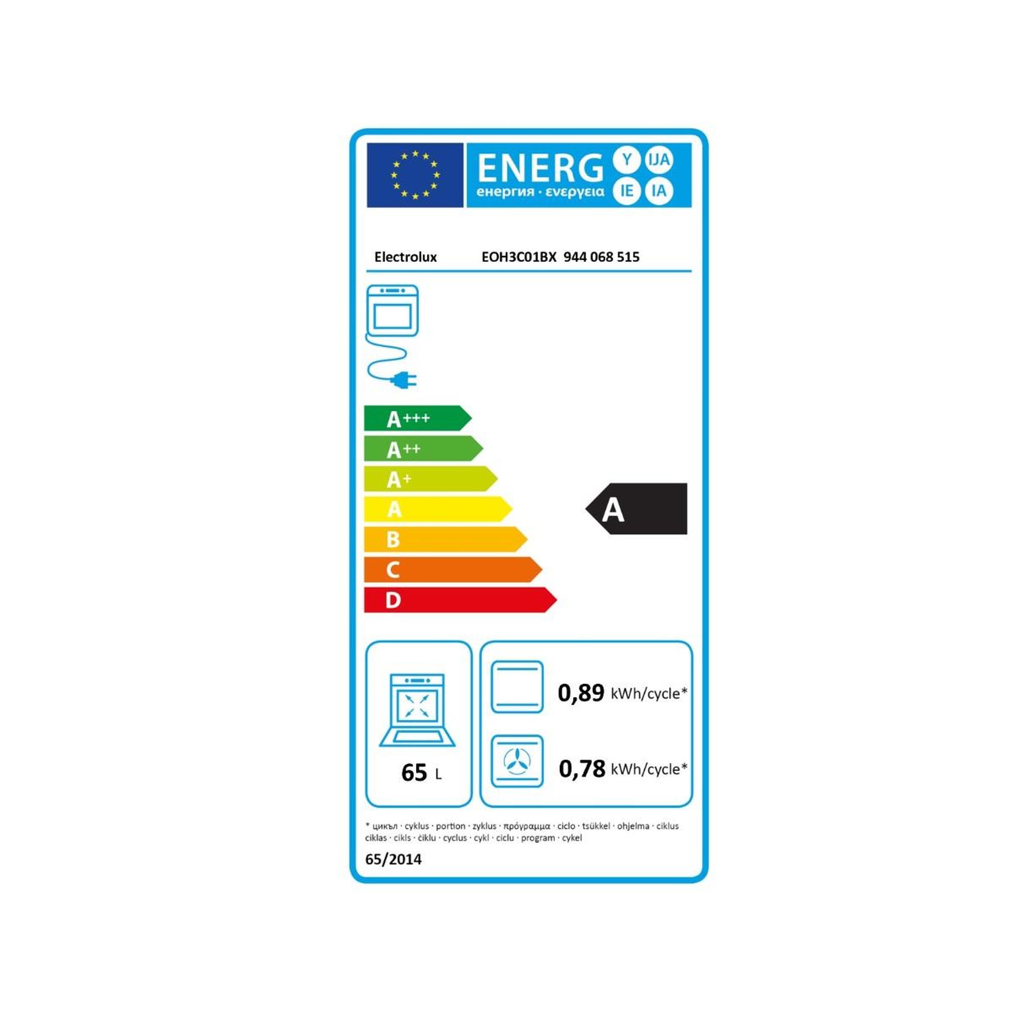 Voir la diapositive 2 : ELECTROLUX Four intégrable 65l 60cm catalyse inox - eoh3c01bx