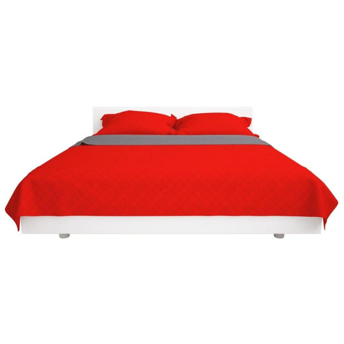 VIDAXL Couvre-lit matelasse double-face Rouge et gris 230x260 cm