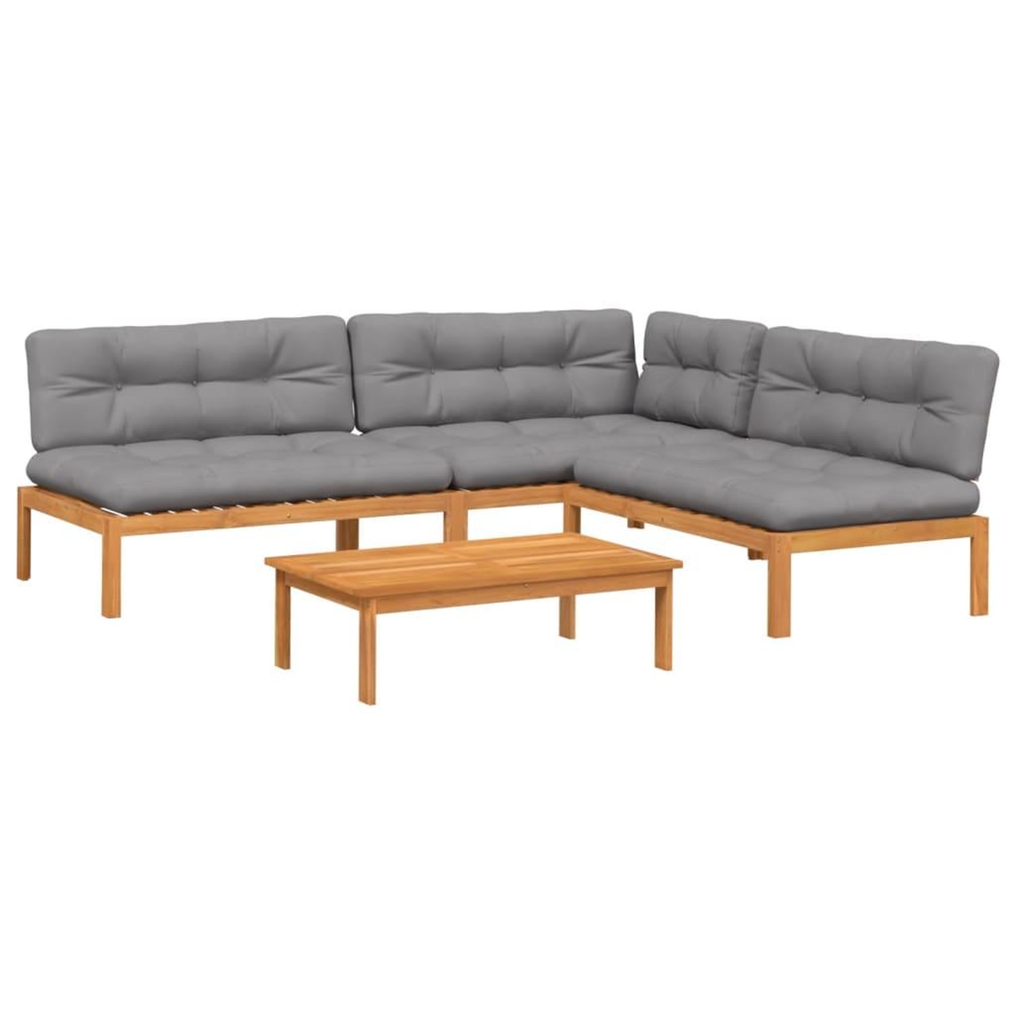Voir la diapositive 2 : VIDAXL Salon palette de jardin avec coussins 4pcs bois d'acacia massif