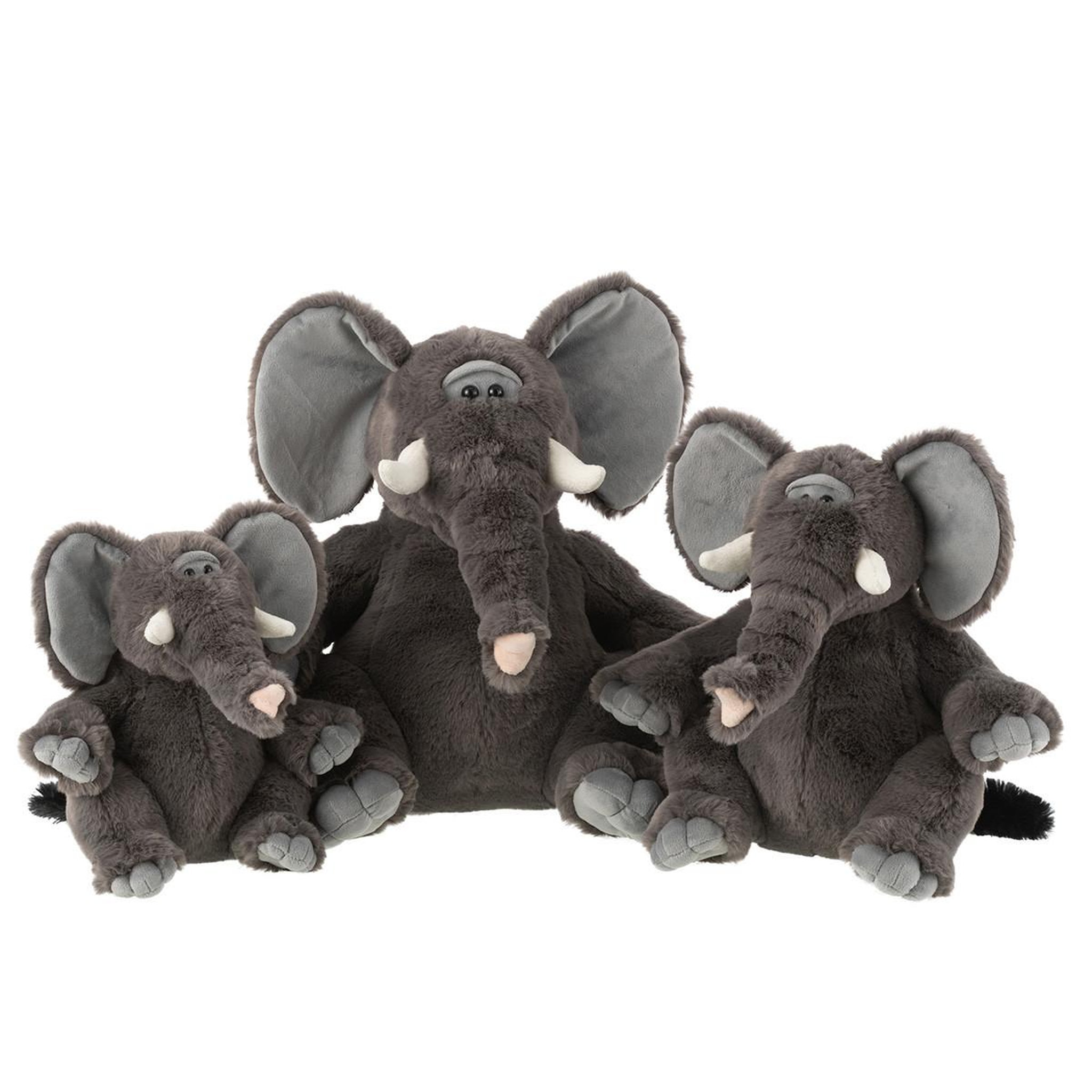 Voir la diapositive 2 : J-LINE Peluche éléphant  trompe  30cm gris
