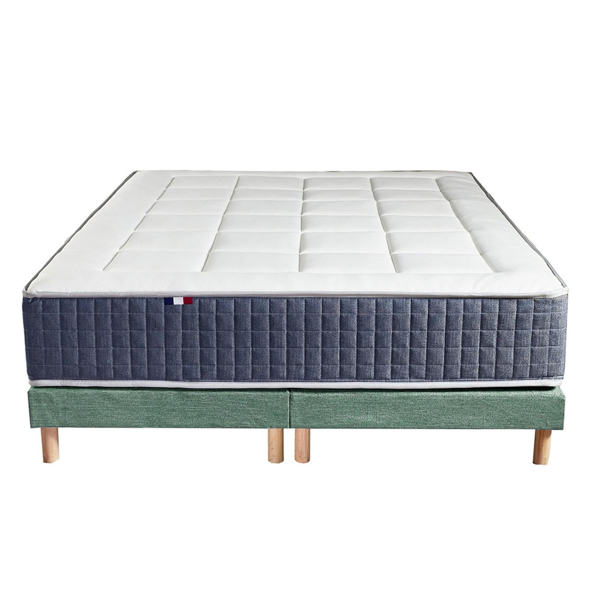 IDLITERIE Ensemble Matelas Ressort 7 zones + Mémoire de forme + Sommier KING STYLE Fabriqué en France