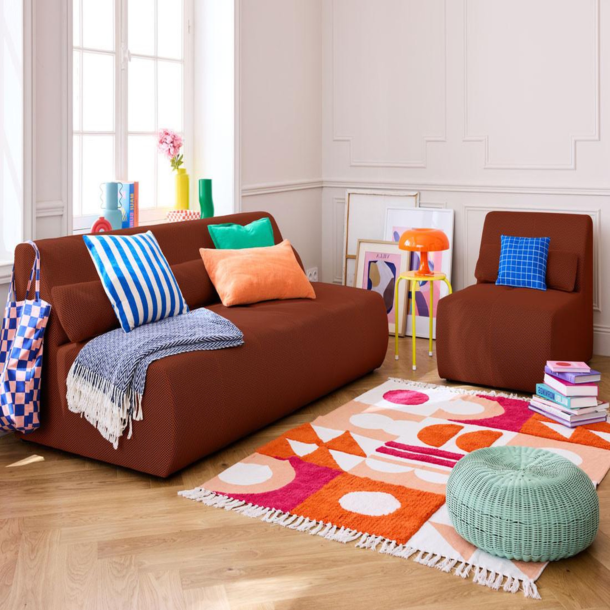Voir la diapositive 1 : LISA DESIGN Onyx - canapé droit 3 places - en tissu mailles 3d
