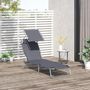 Voir la diapositive 2 : OUTSUNNY Transat bain de soleil pliable grand confort dossier et pare-soleil réglable multi-positions gris