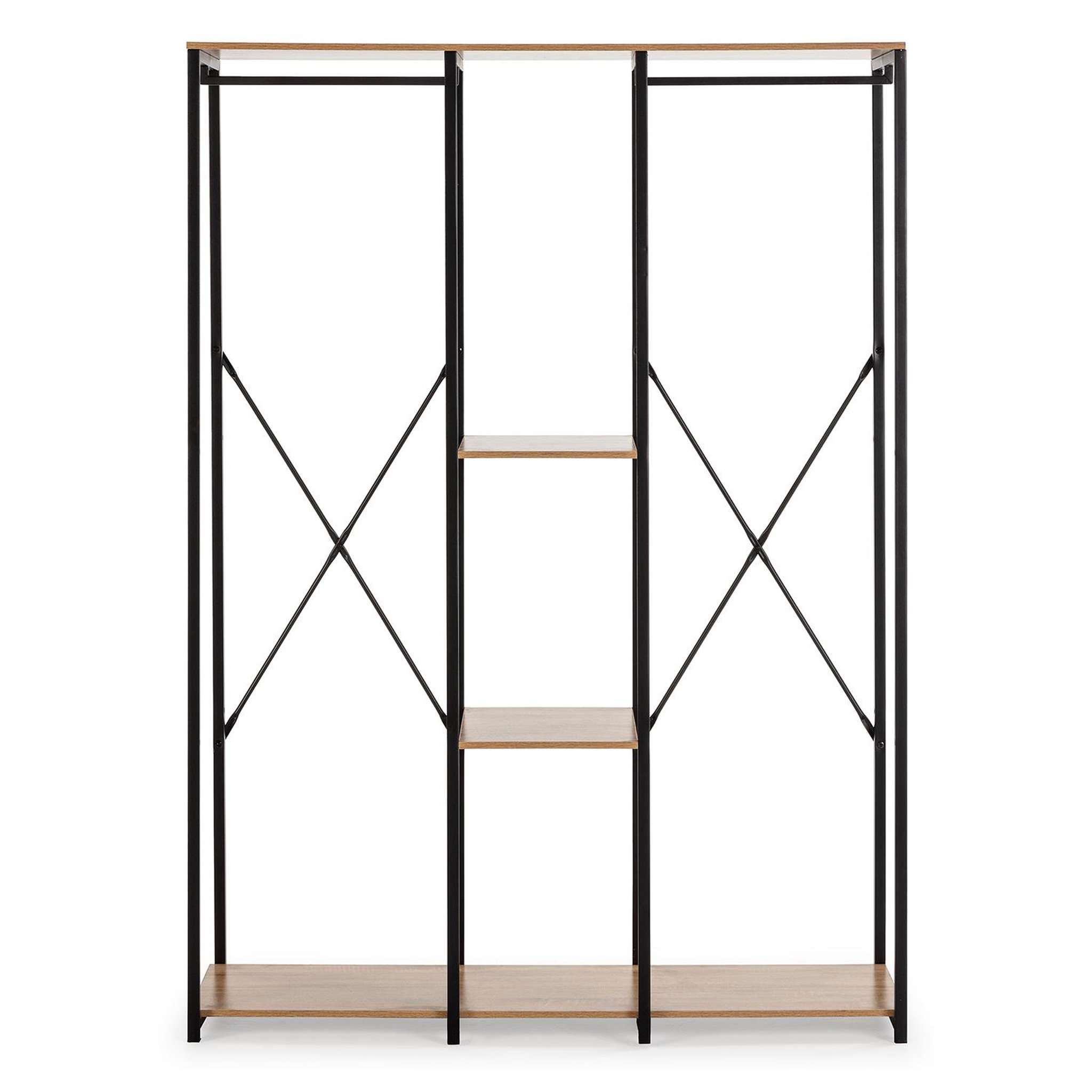 Voir la diapositive 3 : VS VENTA-STOCK Portemanteau Jana 3 étagères 2 barres, couleur chêne/noir