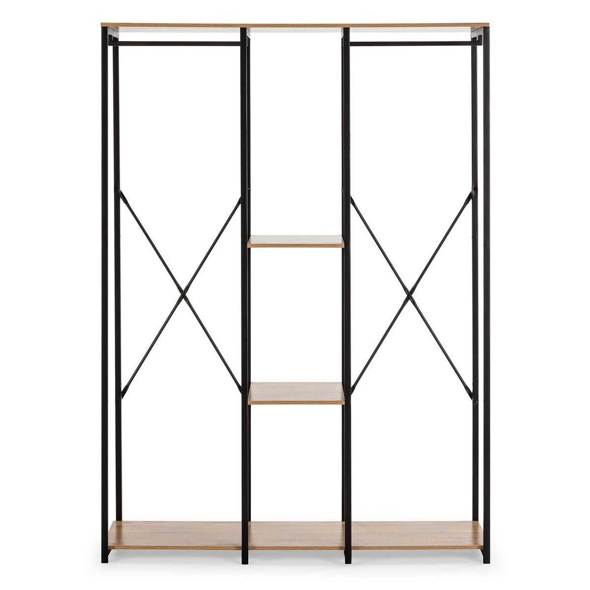 VS VENTA-STOCK Portemanteau Jana 3 étagères 2 barres, couleur chêne/noir