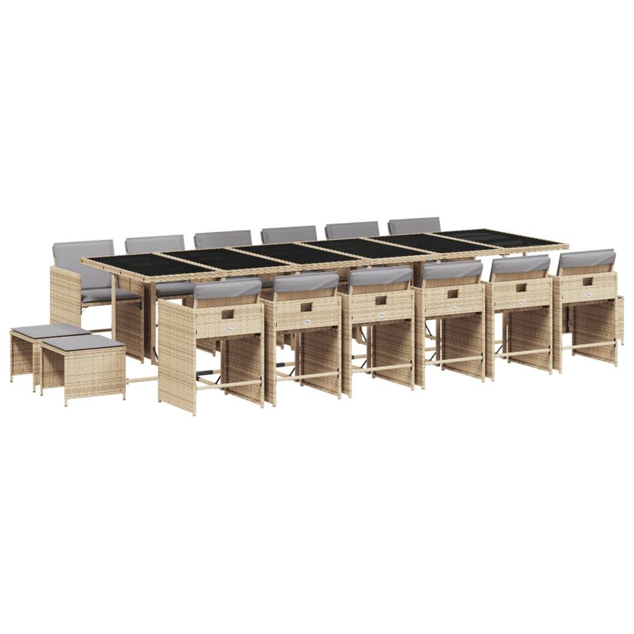 Voir la diapositive 2 : VIDAXL Ensemble a manger de jardin et coussins 17 pcs melange beige
