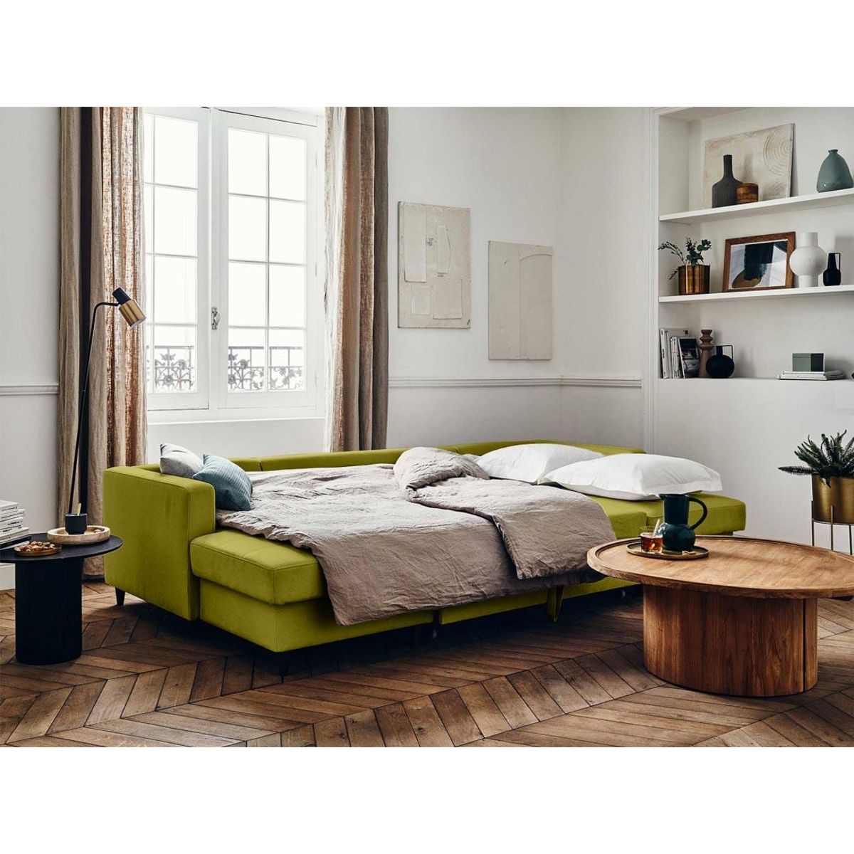 LISA DESIGN Anna - canapé panoramique en u - 7 places - convertible avec coffre - en velours