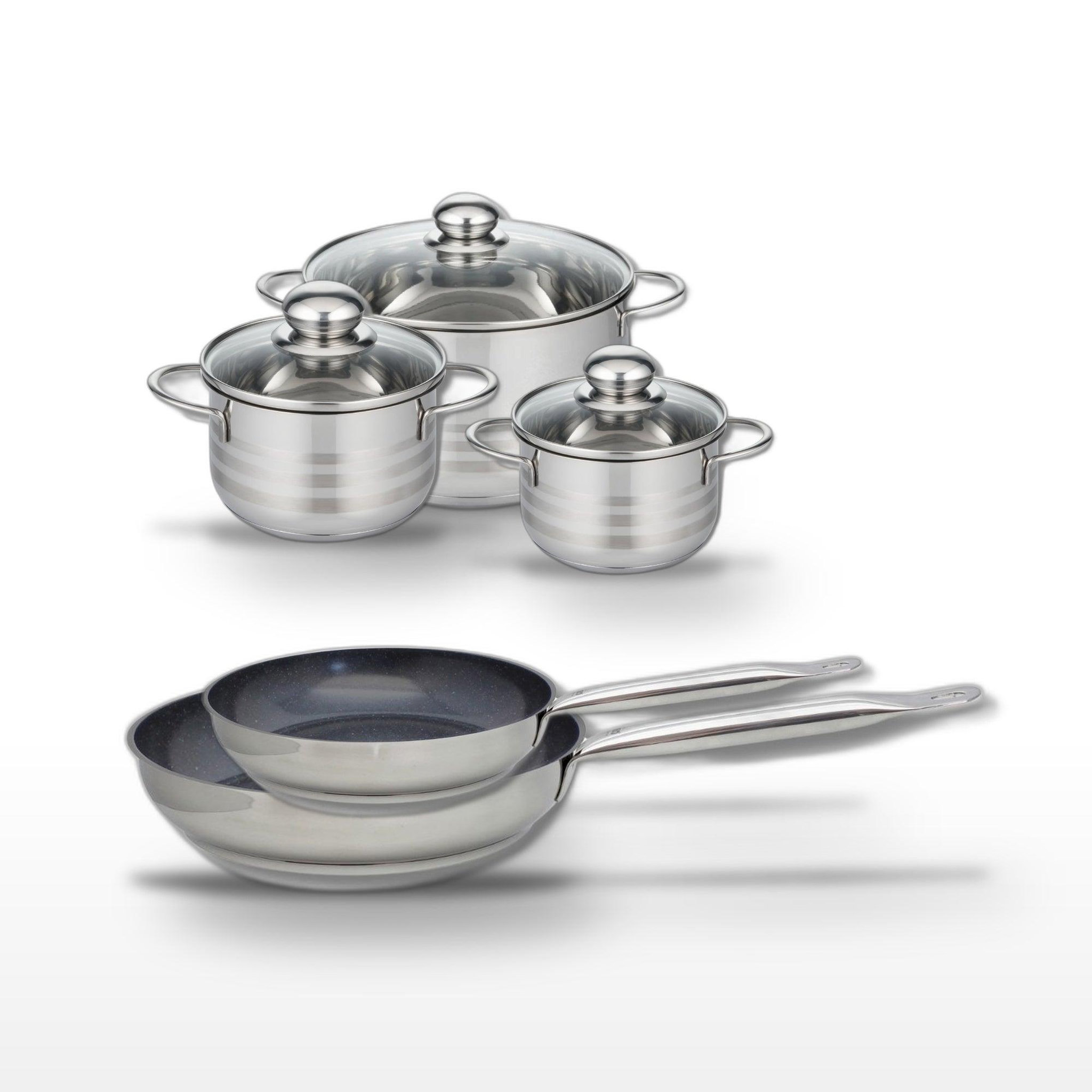 ELO Lot de 2 poêles 24/28cm et 3 faitouts 14/16/24cm elo profi therm platinum