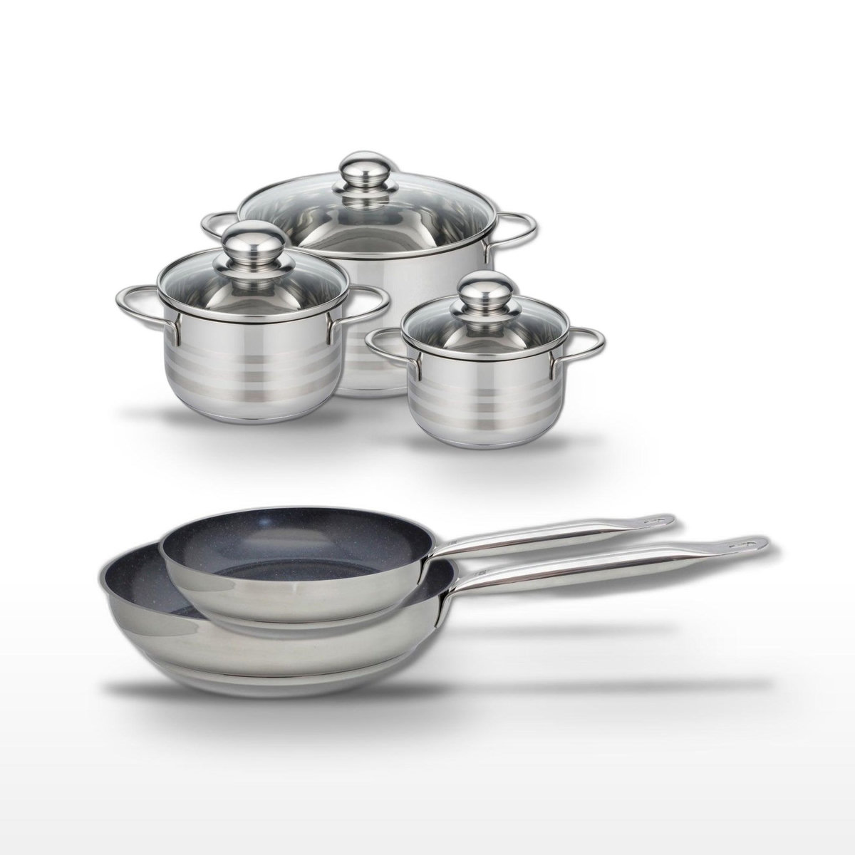 ELO Lot de 2 Poêles 24/28cm et 3 Faitouts 14/16/24cm Elo Profi Therm Platinum