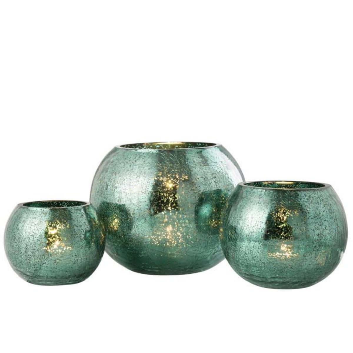 Paris Prix Photophore Boule en Verre  Craquelée  20cm Vert d'Eau