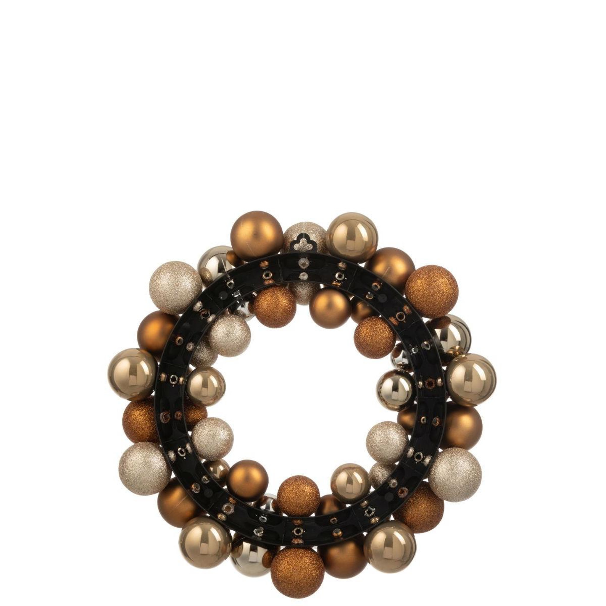 Voir la diapositive 2 : J-LINE Couronne boules de noël  night  35cm marron