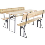 Habitat et Jardin Salon de jardin set brasserie en bois avec dossier  Lisbonne  - 220 cm - Marron