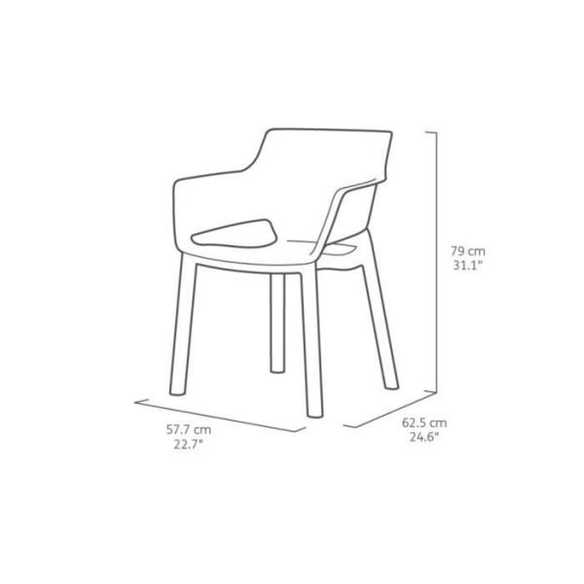 Voir la diapositive 4 : ALLIBERT by KETER Lot de 6 fauteuils de jardin - Allibert by KETER - EVA - En résine - Coloris : gris graphite