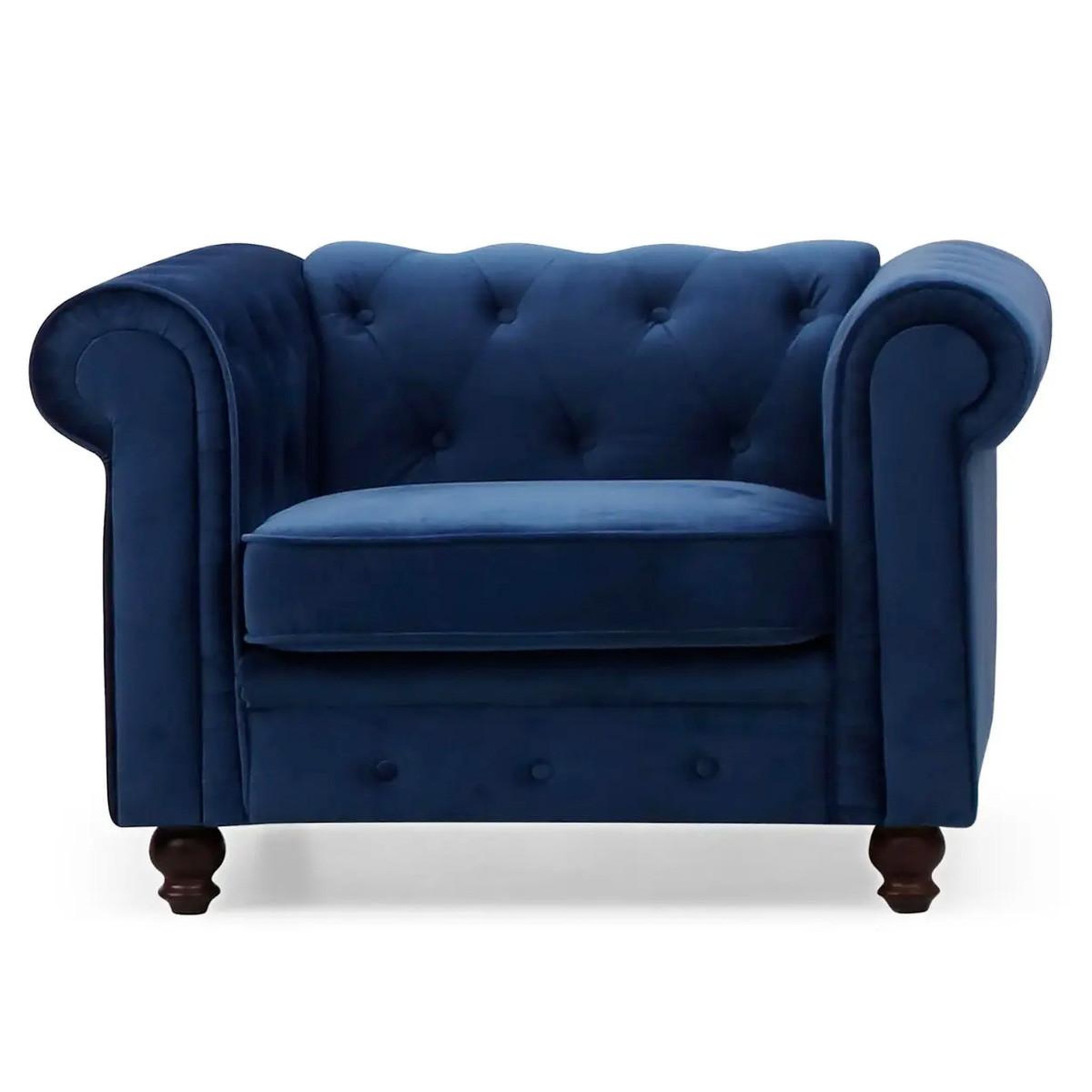 Paris Prix Fauteuil design velours  chesterfield  111cm bleu