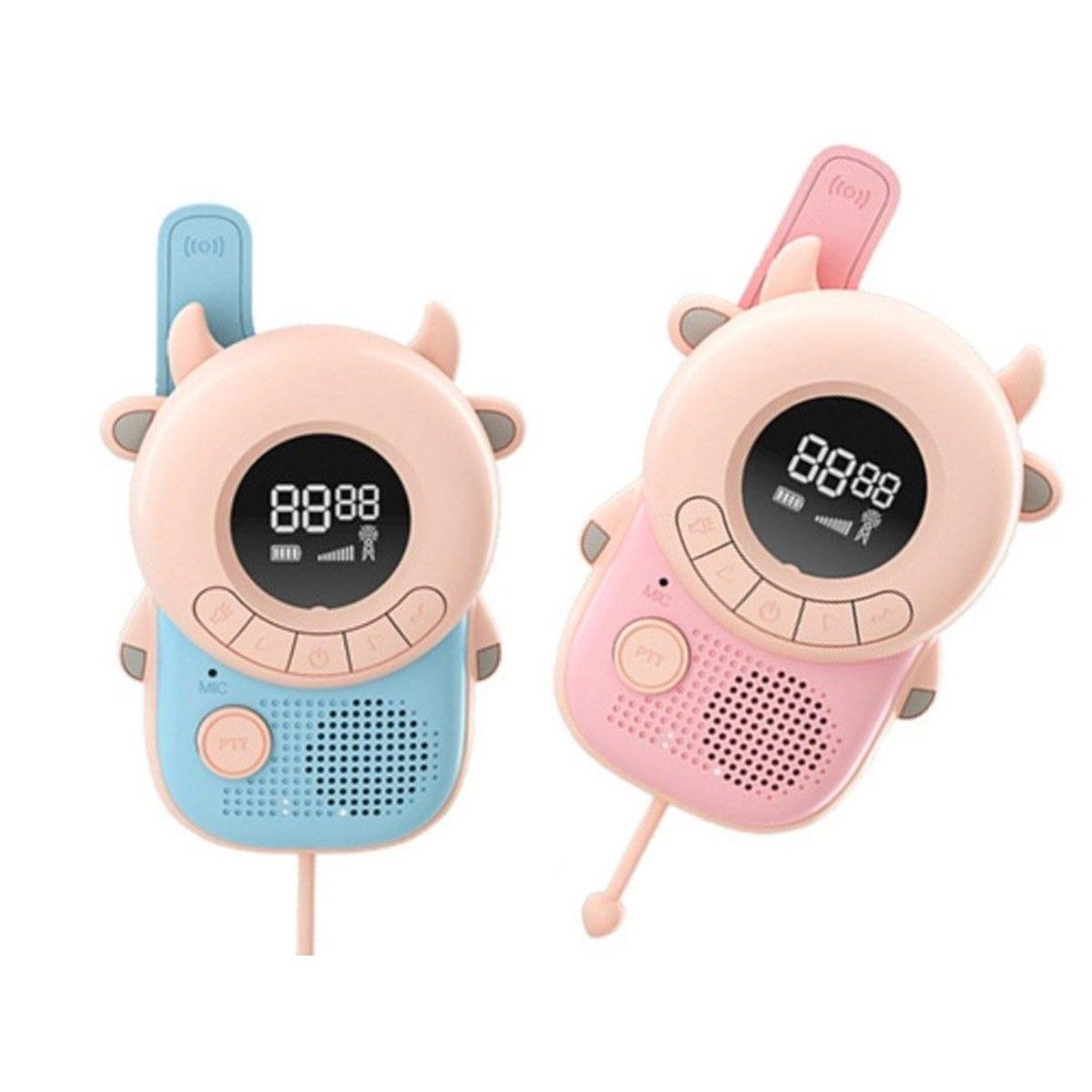 1001JOUETS Talkie-Walkie Enfant - 8 Canaux PMR446 - Fonction VOX et Lampe Torche - Distance 3 km - Design Vache