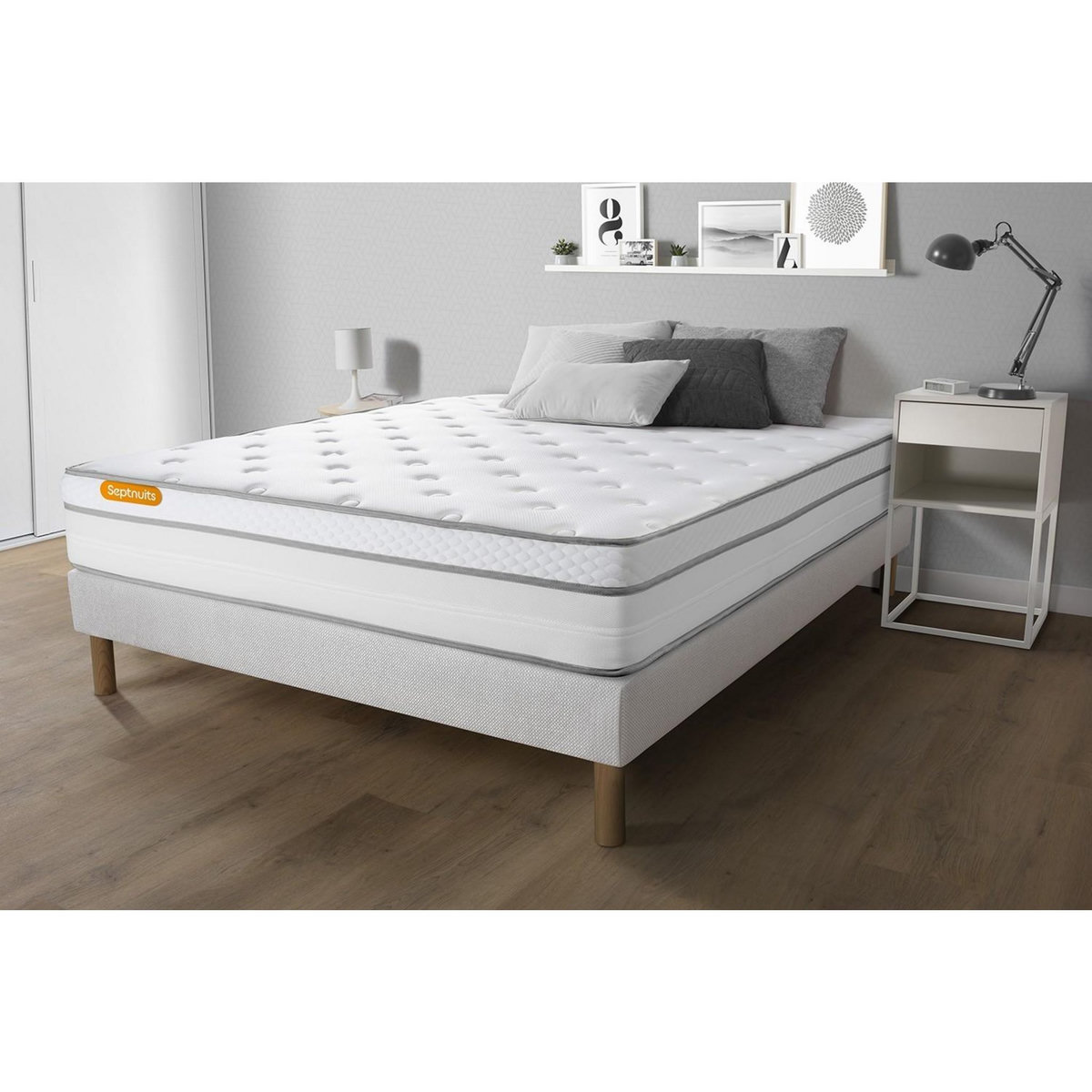 SEPTNUITS Matelas Memo Luxe  Ressorts ensachés + mémoire de forme 5 zones de confort MAXI épaisseur