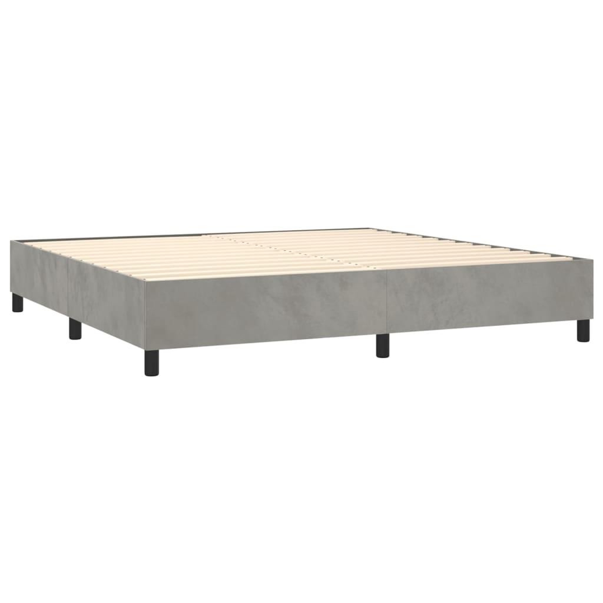 Voir la diapositive 4 : VIDAXL Sommier a lattes de lit et matelas Gris clair 200x200cm Velours