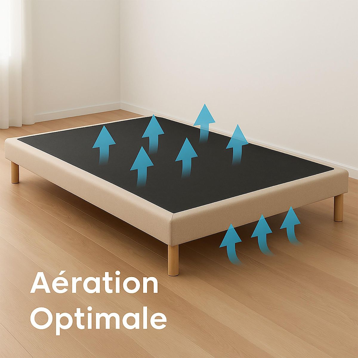 IDLITERIE Sommier tapissier à lattes fixes, excellent maintien et durable