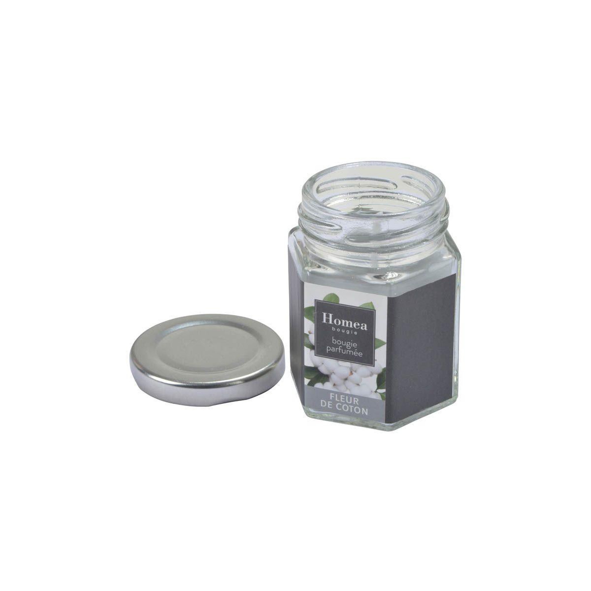 Voir la diapositive 2 : HOMEA Bougie verrine parfumée  essentiel ii  7cm fleur de coton