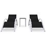 Voir la diapositive 2 : VIDAXL Chaises longues lot de 2 avec table aluminium noir