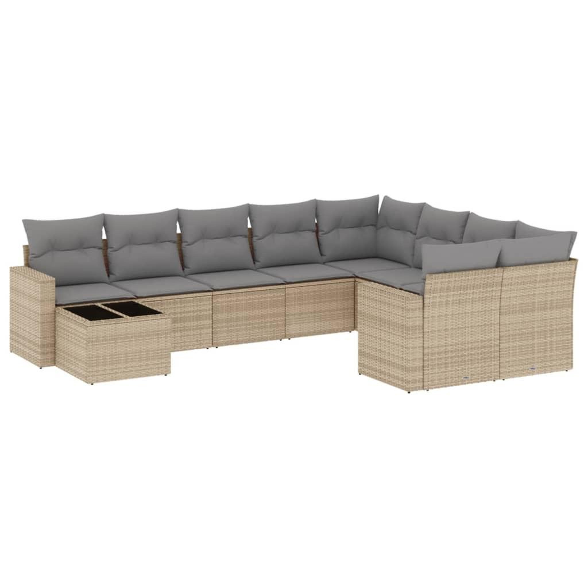 Voir la diapositive 2 : VIDAXL Salon de jardin avec coussins 10 pcs beige resine tressee
